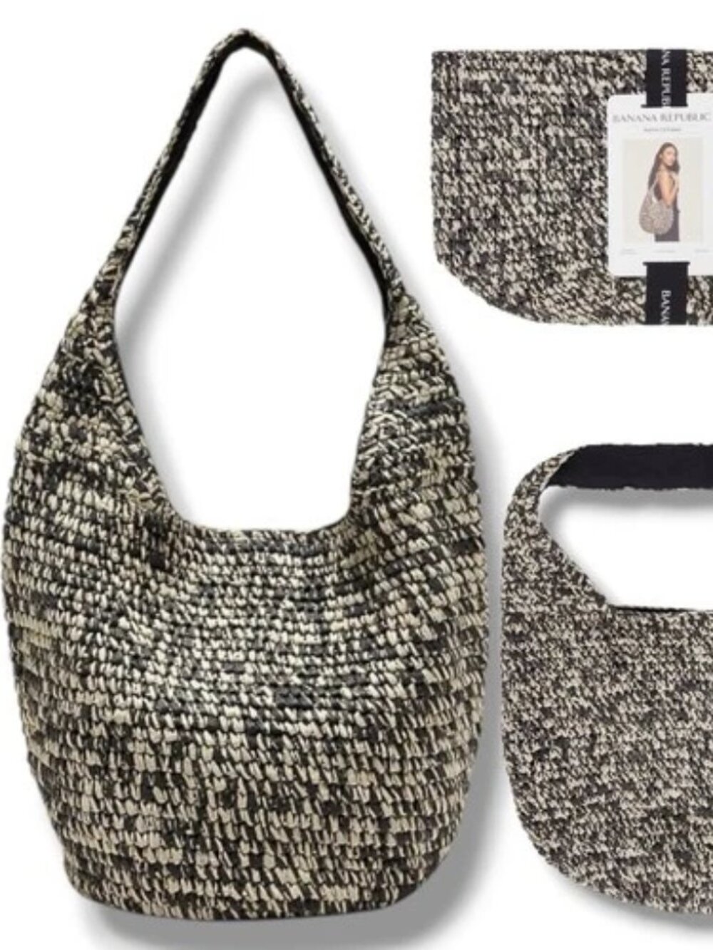 Banana Republic Women's Raffia Tote Bag NWT 2 Colors Beige-Black